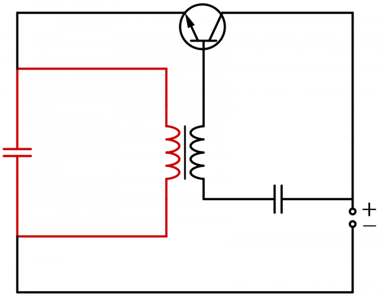 Datei:Schwingkreis Meißnersche Rückkopplung Schaltplan mit Koppelkondensator.png