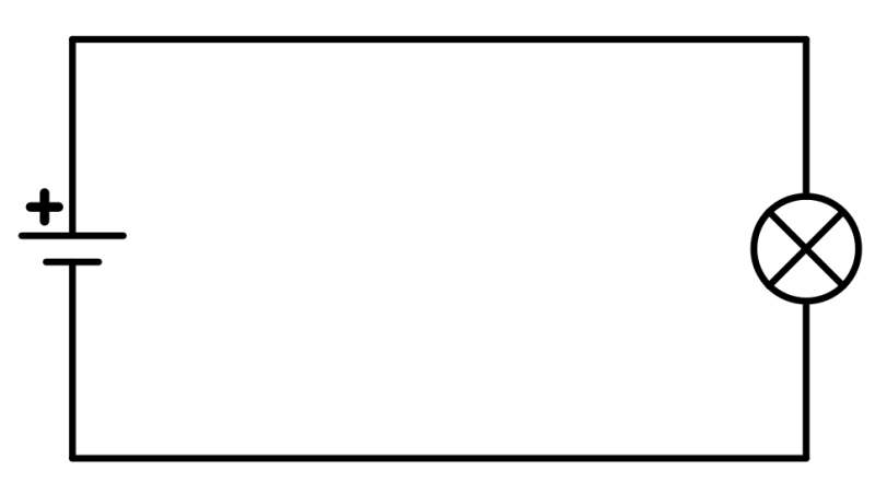 Datei:Schaltplan Stromkreis Lämpchen an Spannungsquelle lang.png