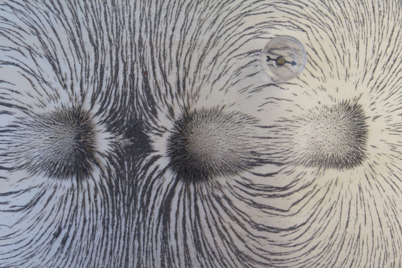 Datei:Magnetfeld Eisenspäne gleiche Pole Kompass 1.jpg